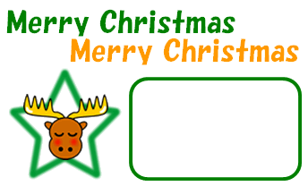 トナカイのクリスマスカード（名刺、緑）