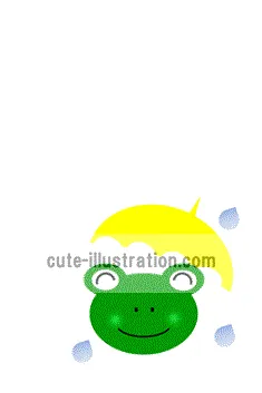 傘をさしたカエルのイラストのはがき